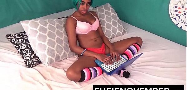  Innocent Blackpussy Kawaii Cosplay Babe Msnovember Masturbating And Stuffing Her Panties Into Her Tiny Black Pussy Hole With Her Small Legs Spread Open In Long Socks and Pink Bra HD Sheisnovember